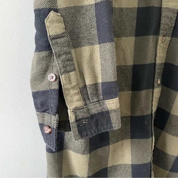 Duluth Trading Folklore Flannel Duster Shirt Jacket PLAID Green Black - Picture 6 of 10